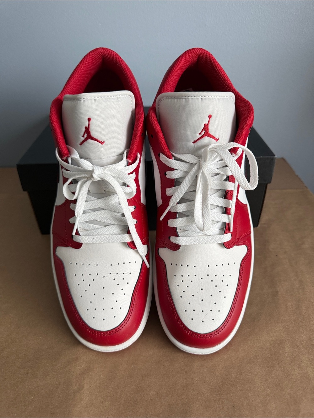 Nike Air Jordan 1 Low Sz15 New W/Box White/Varsity Red 553558-168